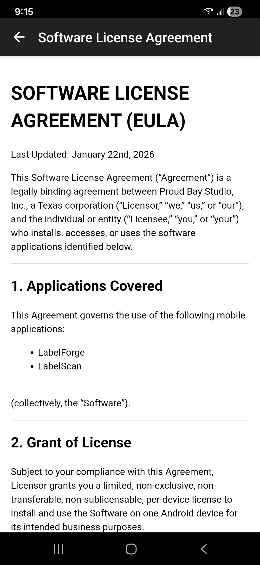 LabelForge EULA