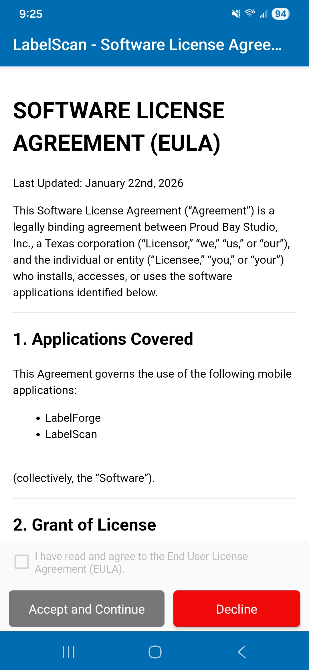 Software License Agreement